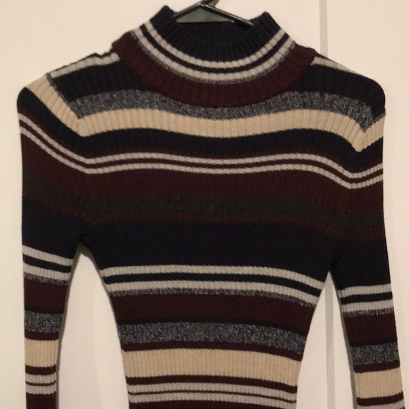 Sweaters - Fitted Striped Turtleneck